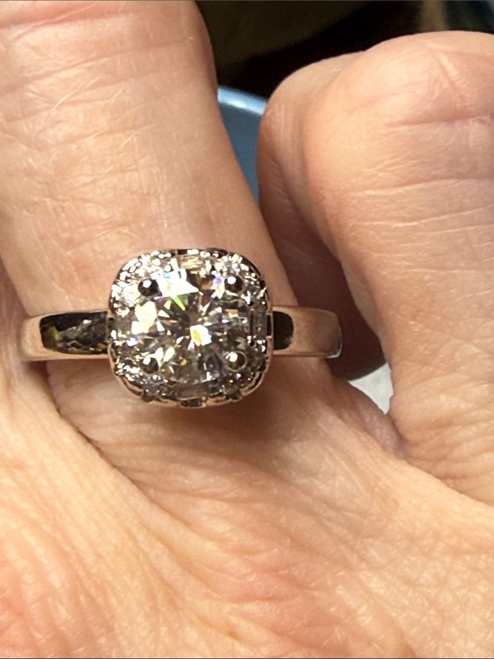 GRA CERTIFIED MOISSANITE DIAMOND 1 CT Cushion Halo Solitaire Ring 925 Sterling - Picture 7 of 9